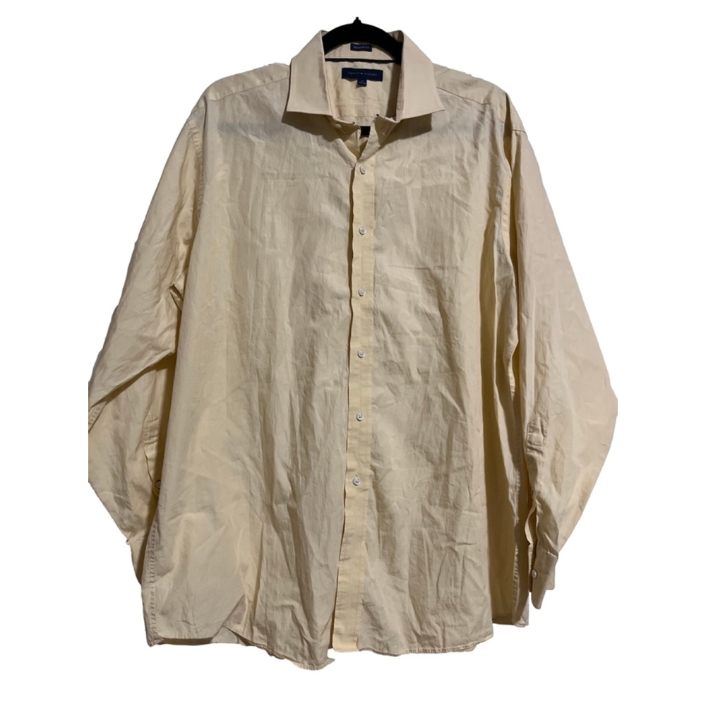 EUC Men's Tommy Hilfiger Yellow Button-Up Shirt Regular Fit Size 17 34-35